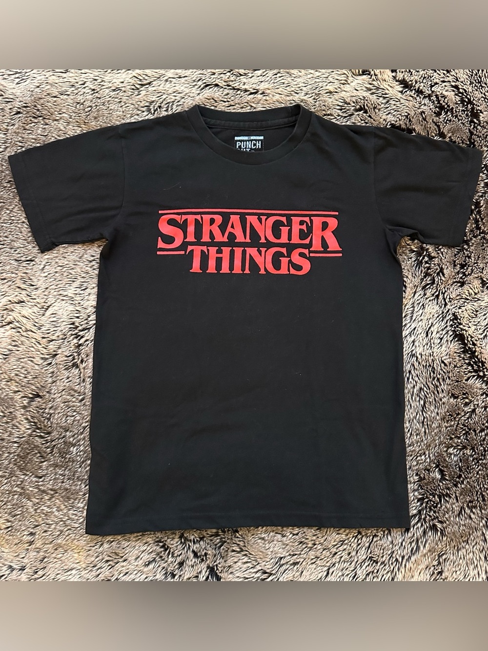 Stranger Things Black T-Shirt with Red Logo